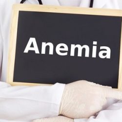 Doctor shows information on blackboard: anemia